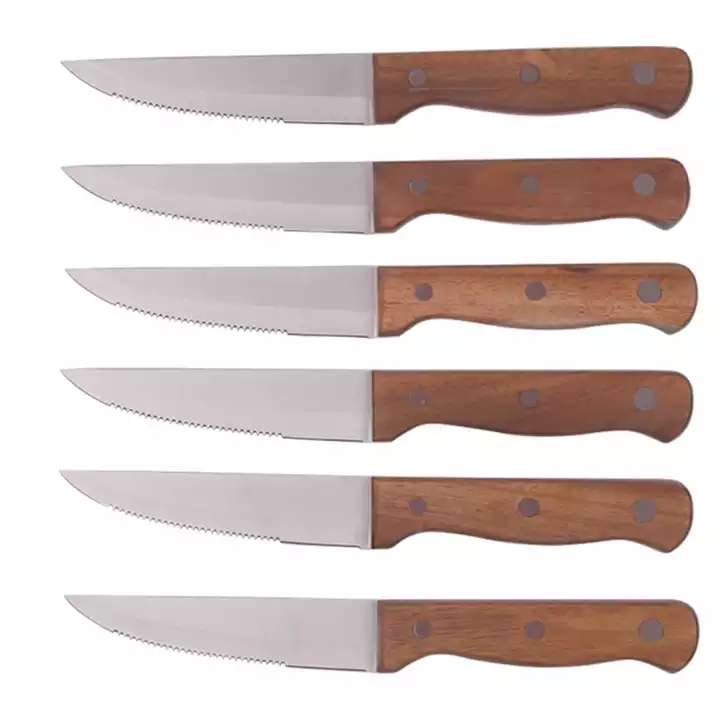 Bộ dao bít tết 5 inch chất lượng cao với tay cầm Parkwood, Bộ dao bằng thép không gỉ 5 miếng 