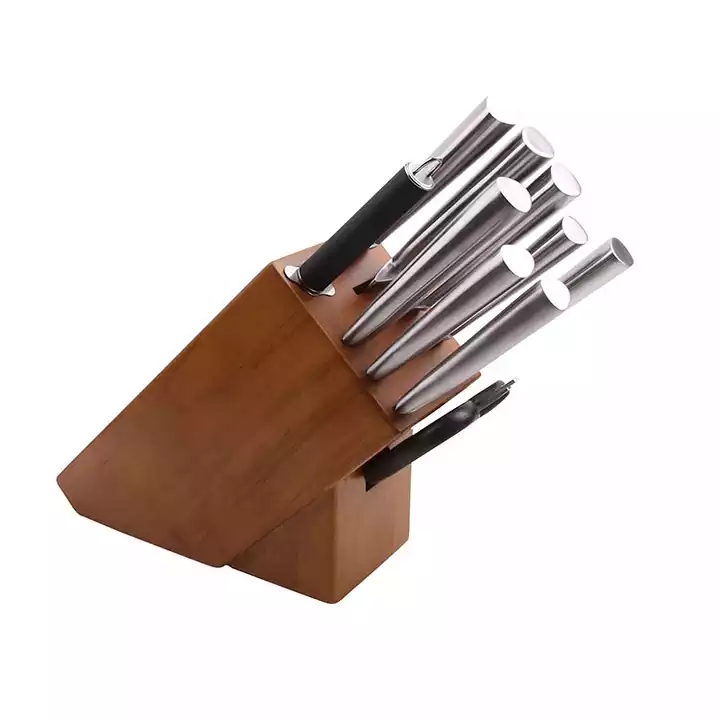Hot bán cao cấp 10 miếng nhà bếp dao thép không gỉ đầu bếp dao thiết lập với gỗ khối 